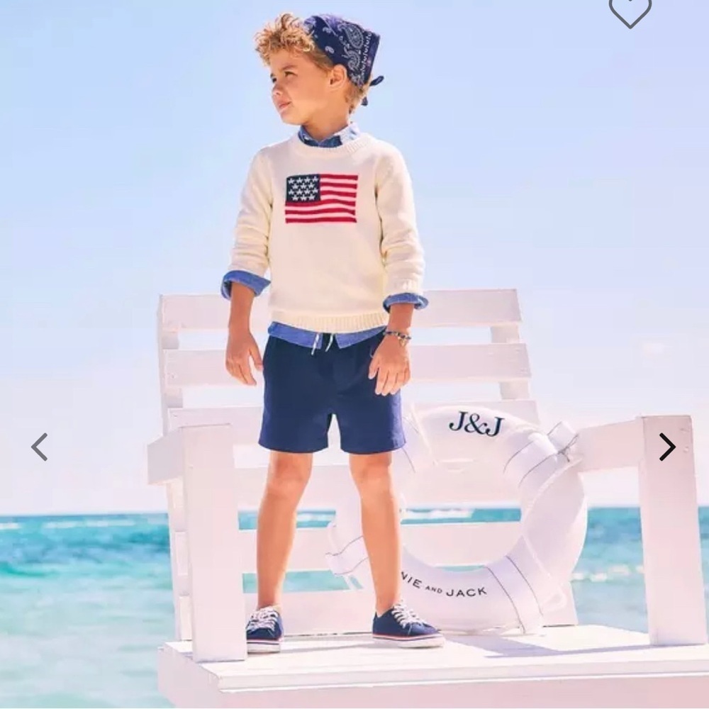 Kids Cream Sweater with Flag. Nwt by Janie and Jack. 4th Fourth of July. America